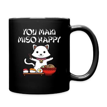 You Maki Miso Happy Sushi Japan Cat Sweet Kawaii - Full Colour Mug - black - Right