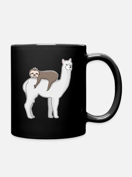 Reingeschaut Faultier Alpaka Reingeguckt - Tasse einfarbig - Schwarz