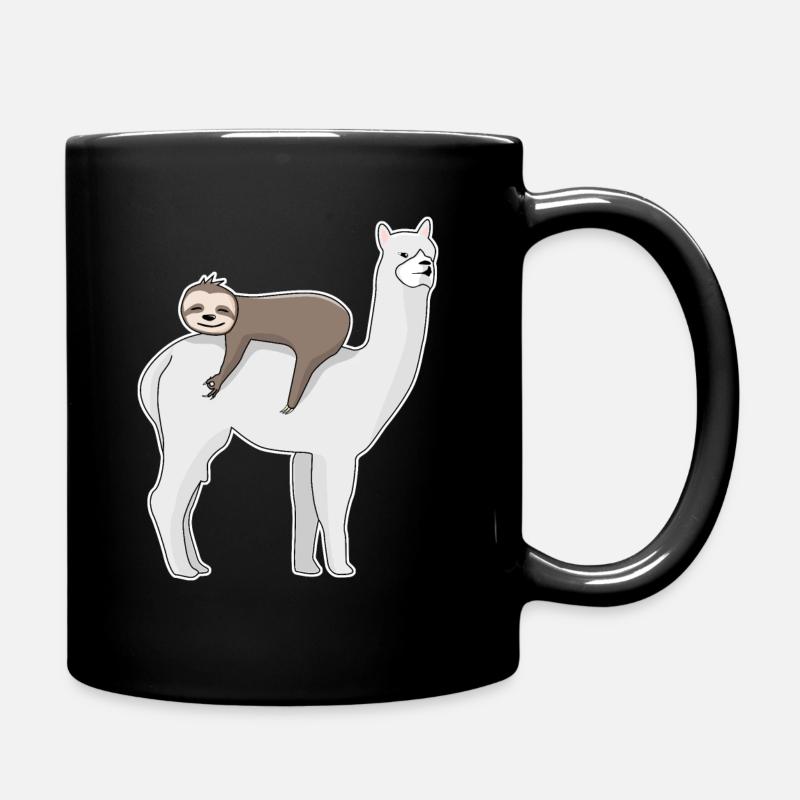 Reingeschaut Faultier Alpaka Reingeguckt - Tasse einfarbig - Schwarz