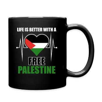 Palestine Flag Free Palestine - Full Colour Mug - black - Right