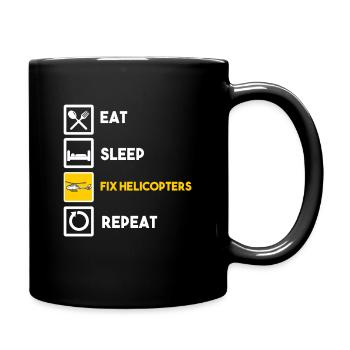 Hubschrauber Pilot Helicopter Geschenk Modellbau - Tasse einfarbig - Schwarz - Rechts