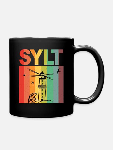 Insel Sylt- Sylt Urlaub Souvenir - Tasse einfarbig - Schwarz