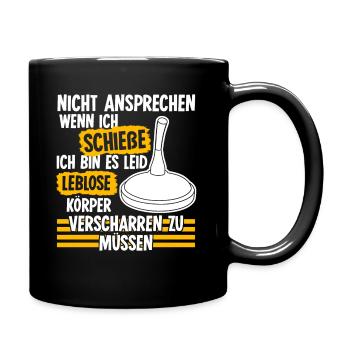 Eisstock Stockschießen Witz Stocksport - Tasse einfarbig - Schwarz - Rechts