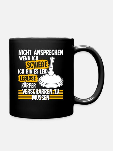 Eisstock Stockschießen Witz Stocksport - Tasse einfarbig - Schwarz