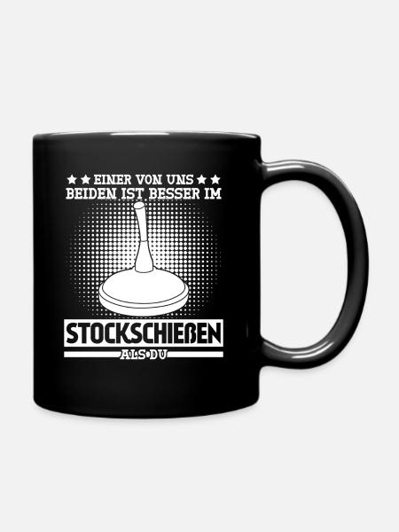 Eisstock Stockschießen lustig Stocksport - Tasse einfarbig - Schwarz