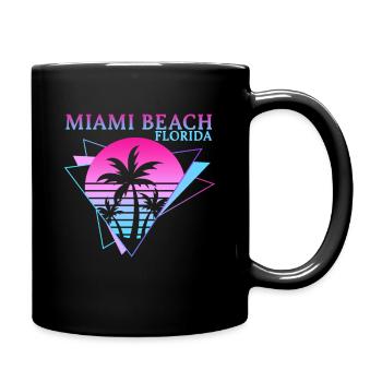 Miami Beach - Retro 80s Aesthetic Vaporwave - Tasse einfarbig - Schwarz - Rechts