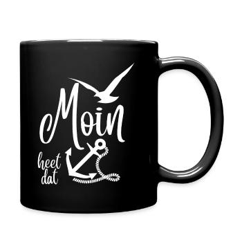 Moin heet dat - Anchor & Seagulls Motif - North German - Full Colour Mug - black - Right