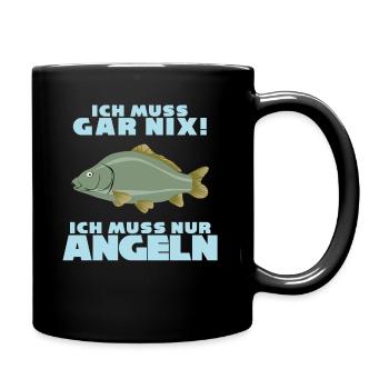 Angeln Fischer Fischen Angel Angler - Tasse einfarbig - Schwarz - Rechts