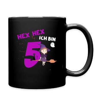 HEX-HEX Ich bin 5 - Mädchen 5. Geburtstag - - Tasse einfarbig - Schwarz - Rechts