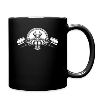 Minotaurus Hebt Gewichte, Fitness Workout Im Gym - Tasse einfarbig - Schwarz - Rechts