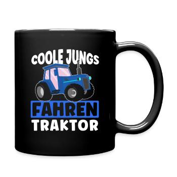 Coole Jungs fahren Traktor - Kinder Jungen Trekker - Tasse einfarbig - Schwarz - Rechts