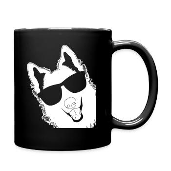 Chien de berger blanc avec lunettes de soleil - Mug uni - noir - Droite