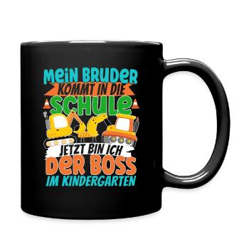 Bagger Einschulung Brüder Geschwister Kleiner - Tasse einfarbig - Schwarz - Rechts