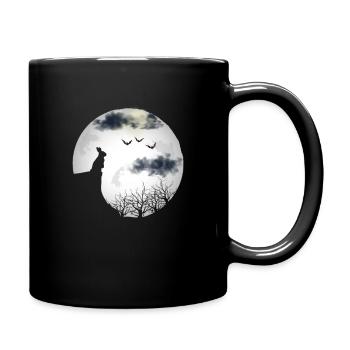 Halloween Mond Hase Häschen Geschenk - Tasse einfarbig - Schwarz - Rechts