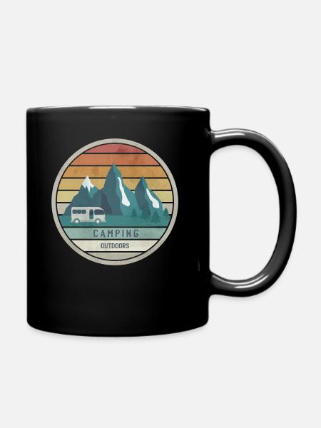 Retro Van Outdoor Life - Tasse einfarbig - Schwarz