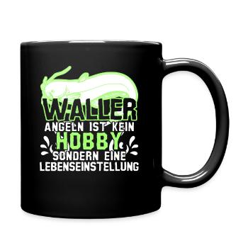 Waller Angeln Fischen Fischer Angler - Tasse einfarbig - Schwarz - Rechts