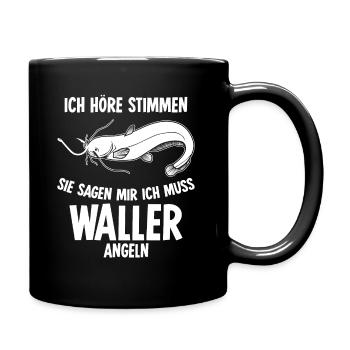 Angeln Waller Spruch Fischer Angler - Tasse einfarbig - Schwarz - Rechts