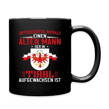Tirol Tiroler Lustiger Südtirol Spruch Alpen - Tasse einfarbig - Schwarz - Rechts