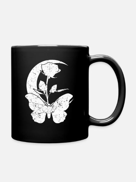 Motten Mond Rose Motte - Tasse einfarbig - Schwarz