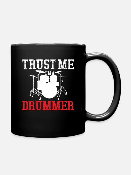 Trust me I'm a Drummer Drums Band Member - Full Colour Mug - black