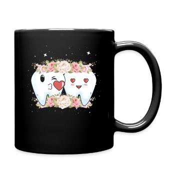Zahnarzt Zahnärztin Hochzeit Heirat Liebe - Tasse einfarbig - Schwarz - Rechts