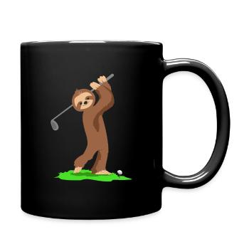 Golf Golfen Sport Geschenk Faultier Sloth - Tasse einfarbig - Schwarz - Rechts