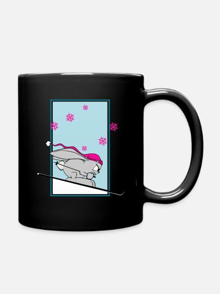 Ski Snow Mignon Lapin Ski Hiver Comique Drôle - Mug uni - noir