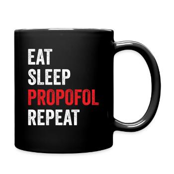 Eat Sleep Propofol Repeat - Anesthesia - Full Colour Mug - black - Right