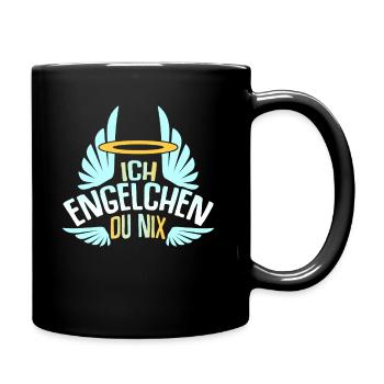 Engelchen Bengelchen Spruch Engel Bengel - Tasse einfarbig - Schwarz - Rechts