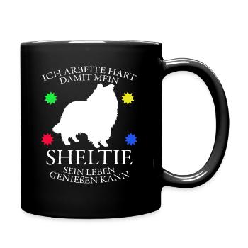 Sheltie Shetland Sheepdog Shelties - Tasse einfarbig - Schwarz - Rechts