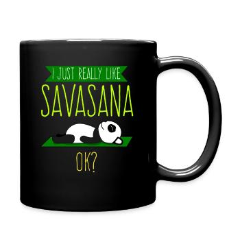 Savasana Panda Pandabär Yoga - Tasse einfarbig - Schwarz - Rechts