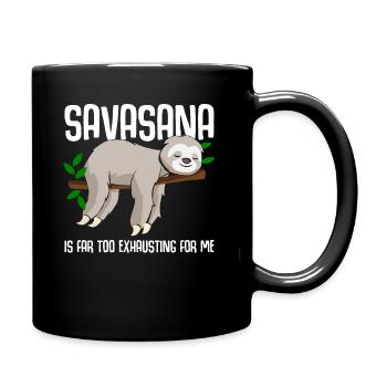 Savasana Faultier Yoga - Tasse einfarbig - Schwarz - Rechts