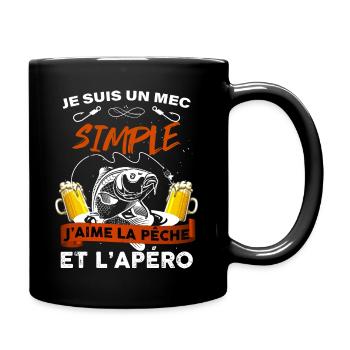 Mec simple pêche et apéro le bonheur - Mug uni - noir - Droite
