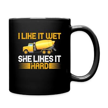 I Like it Wet She Likes it Hard Concrete Cement Truck - Full Colour Mug - black - Right