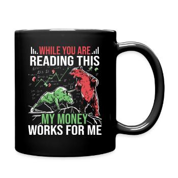 Stocks Invest Bull and Bear Stock Exchange - Full Colour Mug - black - Right