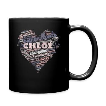Chloé Nuage de Mots en Cœur –Battements cœur - Mug uni - noir - Droite