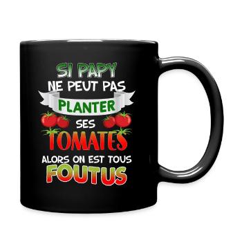 Papy plante ses tomates humour papi jardinier cool - Mug uni - noir - Droite