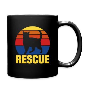 Cat Adoption | Cat Lover | Vintage Retro Sunset - Tasse einfarbig - Schwarz - Rechts