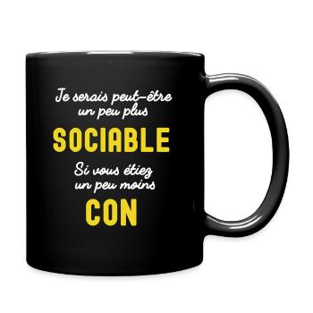 je serais un peu plus sociable jaune - Mug uni - noir - Droite