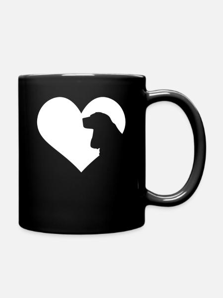 Cocker Spaniel Hund Herz Silhouette - Tasse einfarbig - Schwarz