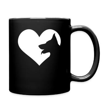 Malinois Shepherd Dog Heart Silhouette - Full Colour Mug - black - Right