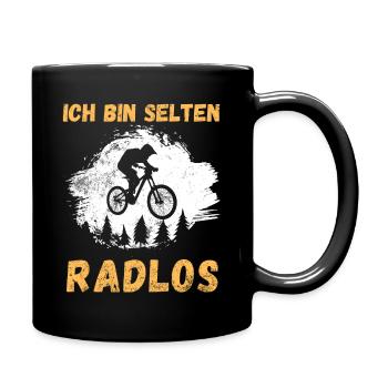Ich bin selten Radlos Downhill Mountainbike Mtb - Tasse einfarbig - Schwarz - Rechts