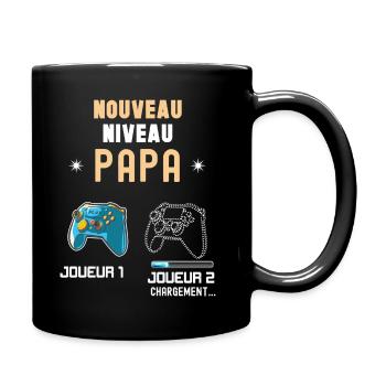 Papa joueur 1 et joueur 2 futur Papa humour - Mug uni - noir - Droite