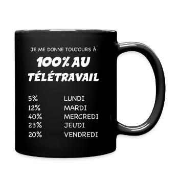 Le teletravail un vrai plaisir cadeau salarié - Mug uni - noir - Droite