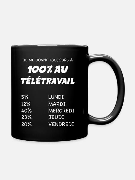 Le teletravail un vrai plaisir cadeau salarié - Mug uni - noir