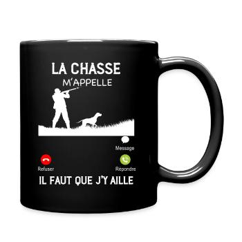 La chasse m'appelle citation téléphone chasseur - Mug uni - noir - Droite