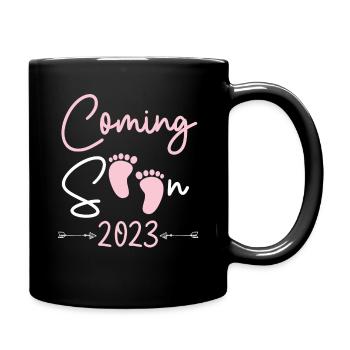 Coming Soon 2023 Baby Pregnancy - Full Colour Mug - black - Right