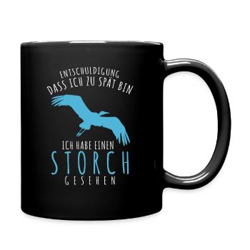 Storch Witz Storche - Tasse einfarbig - Schwarz - Rechts