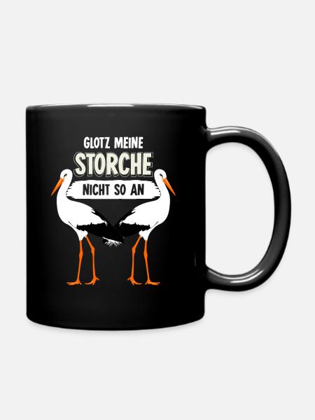 Storch lustig Storche - Tasse einfarbig - Schwarz