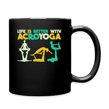 Savasana Acroyoga Retro Acro Yoga - Tasse einfarbig - Schwarz - Rechts